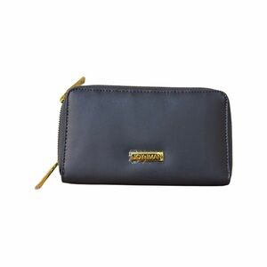 Joy & Iman Black Double-Zip Wallet with Gold Hardware